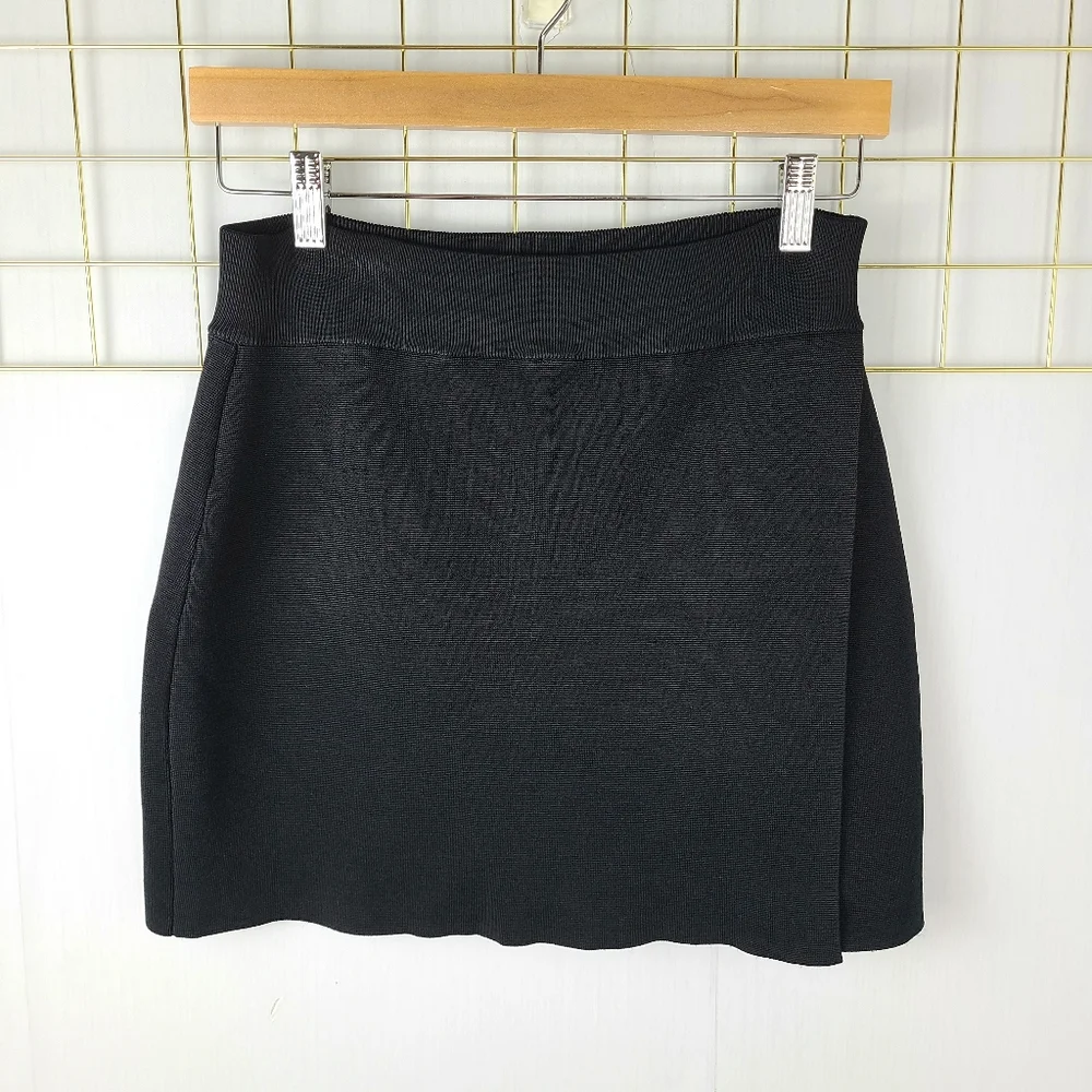 A.L.C. Pike Black Faux Wrap Stretchy Mini Skirt